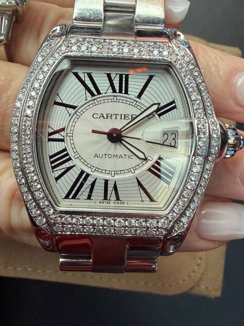 Cartier Silver Tone Diamond Bezel Women's Automatic Watch - Picture 5 of 9